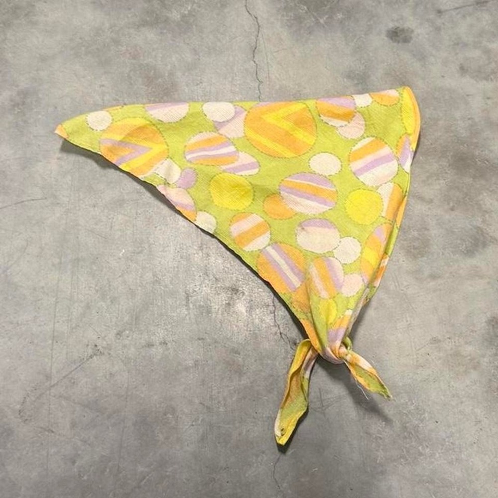 Vintage 1970s yellow and green polka dot scarf bandana